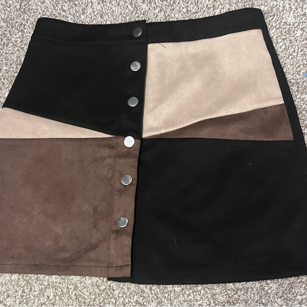 Colorblock Button-Up Skirt